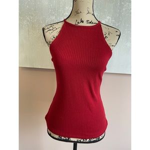 Red fitted tank top
